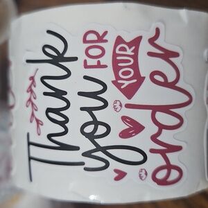 200 STICKERS - "Thank You For Your Order" - 2" - White/Black/Rose - NEW